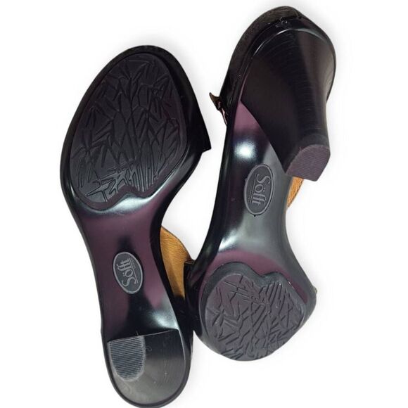 Sofft Women's Patent Leather T-Strap Buckle Wedge Heel Sandals size 6.5 M Black - Picture 7 of 8